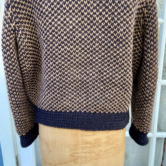 Angela Campos de Morris Vintage Mexico Wool Hand Knit Button Front Cardigan M L - Picture 6 of 11